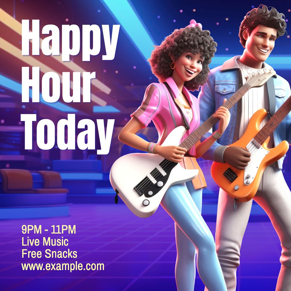 Happy hour Instagram post template, editable text