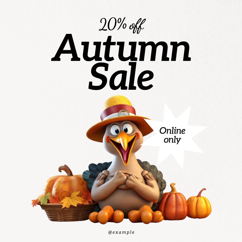 Autumn sale Instagram post template, editable text