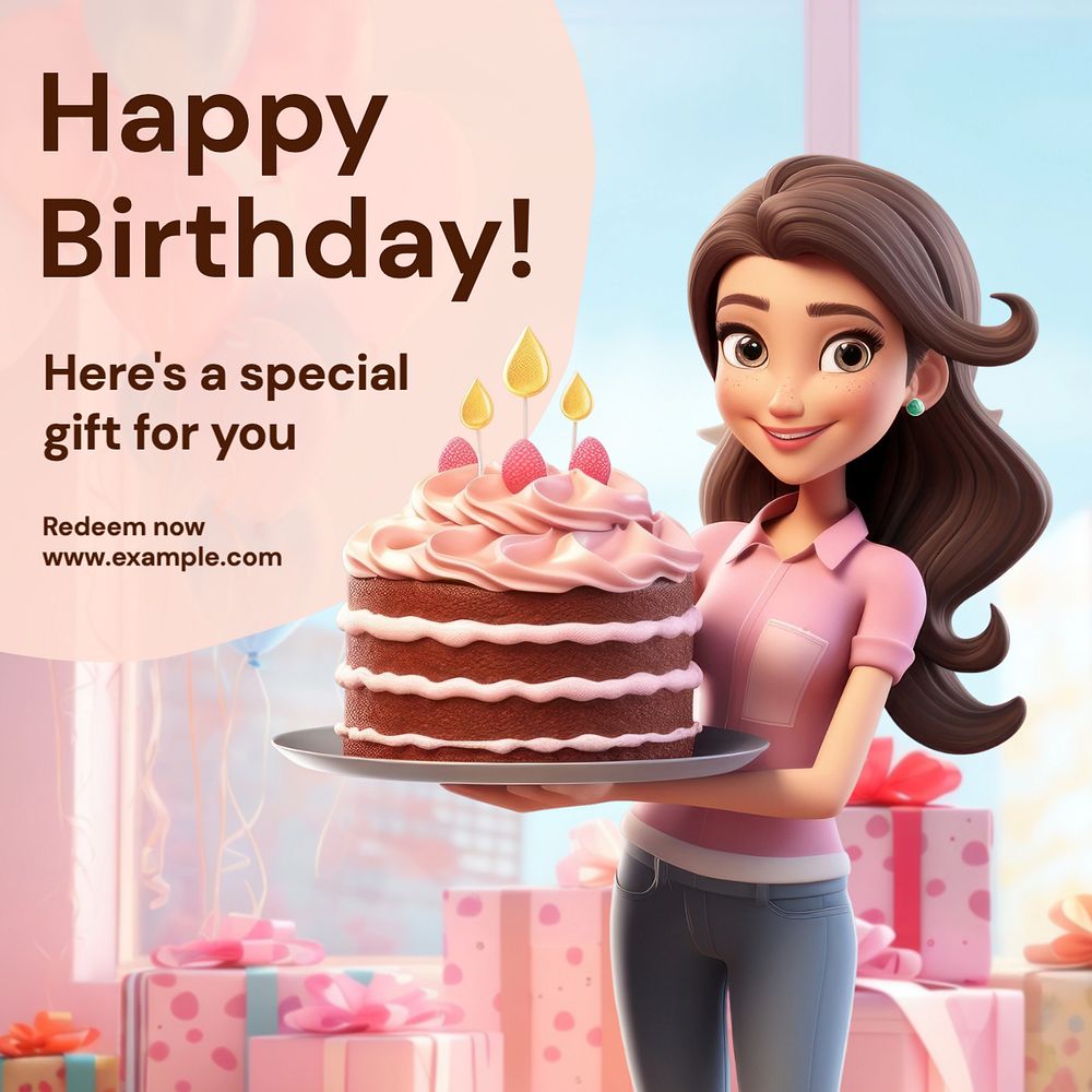 Happy birthday Instagram post template, editable text