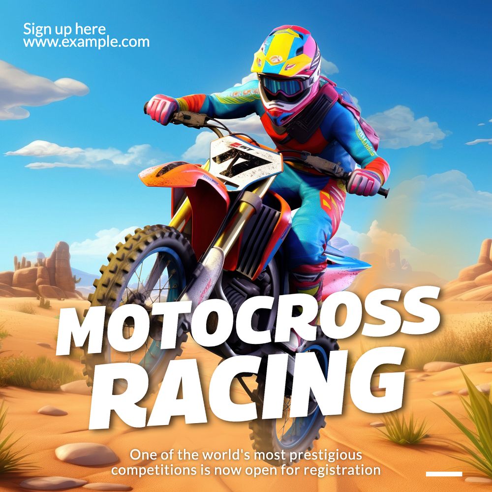 Motocross racing Instagram post template, editable text