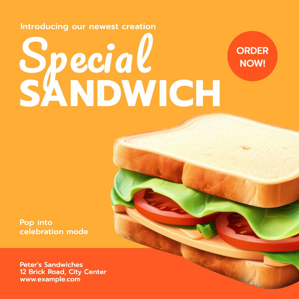 Special sandwich Instagram post template, editable text