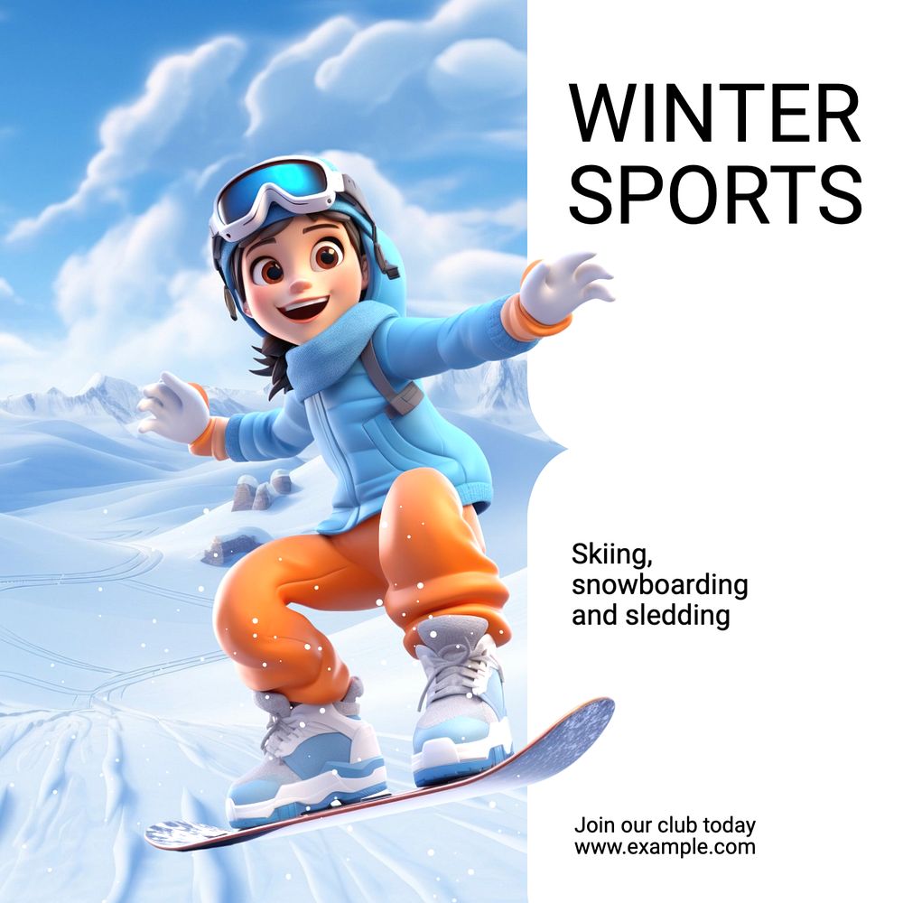 Winter sports Instagram post template, editable text