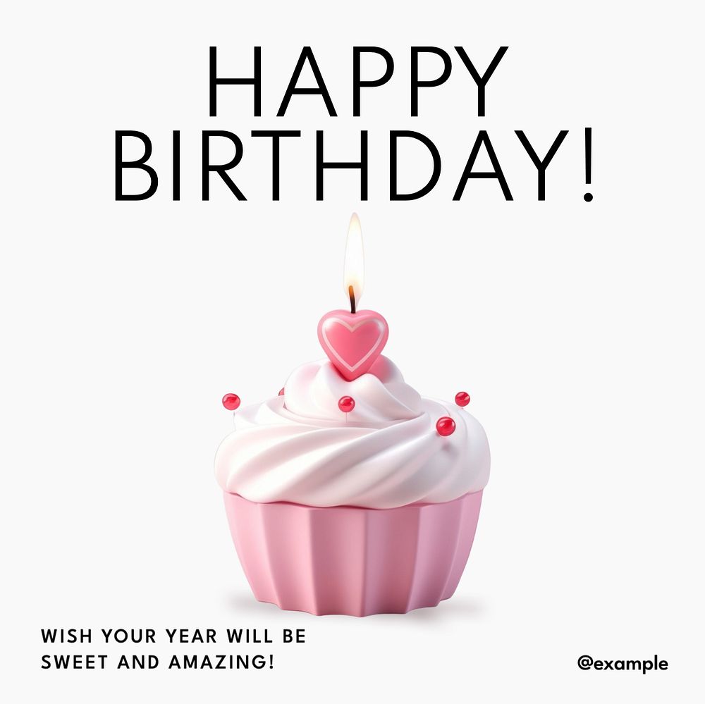 Happy Birthday Instagram post template, editable text