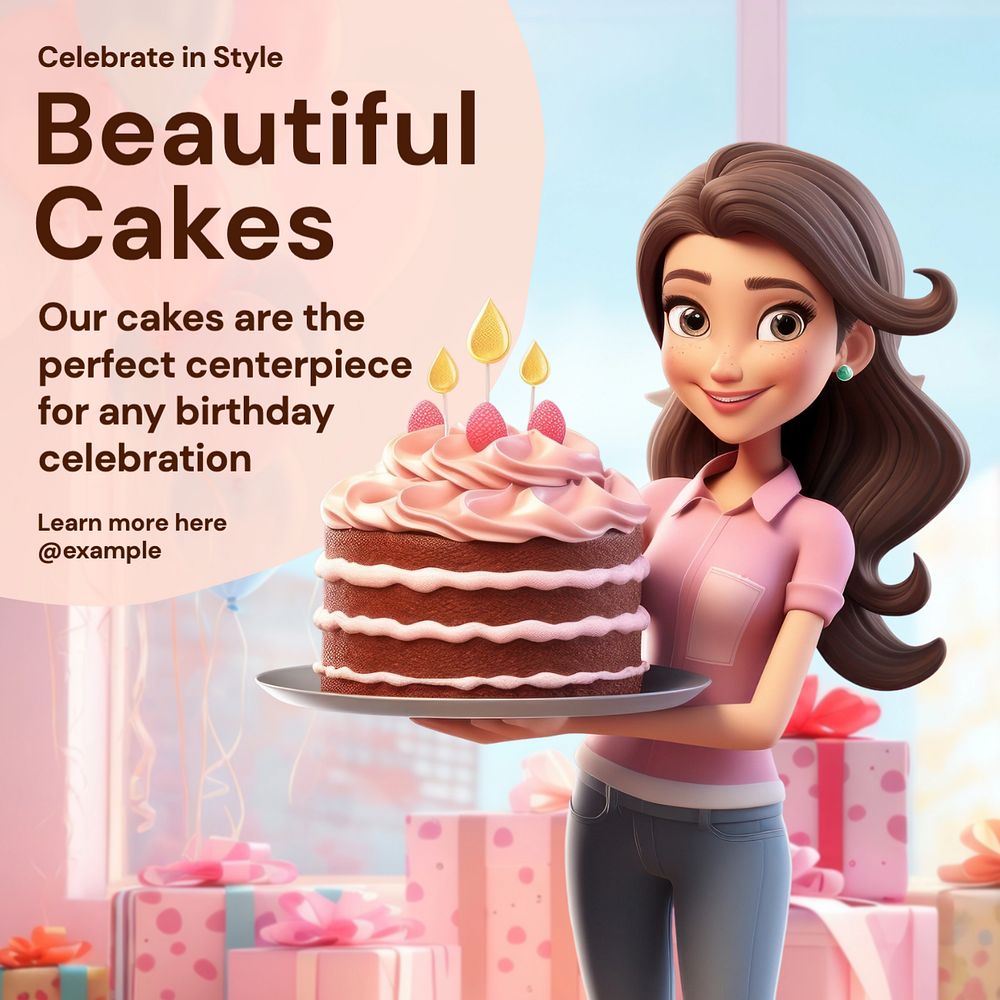 Cakes Instagram post template, editable text