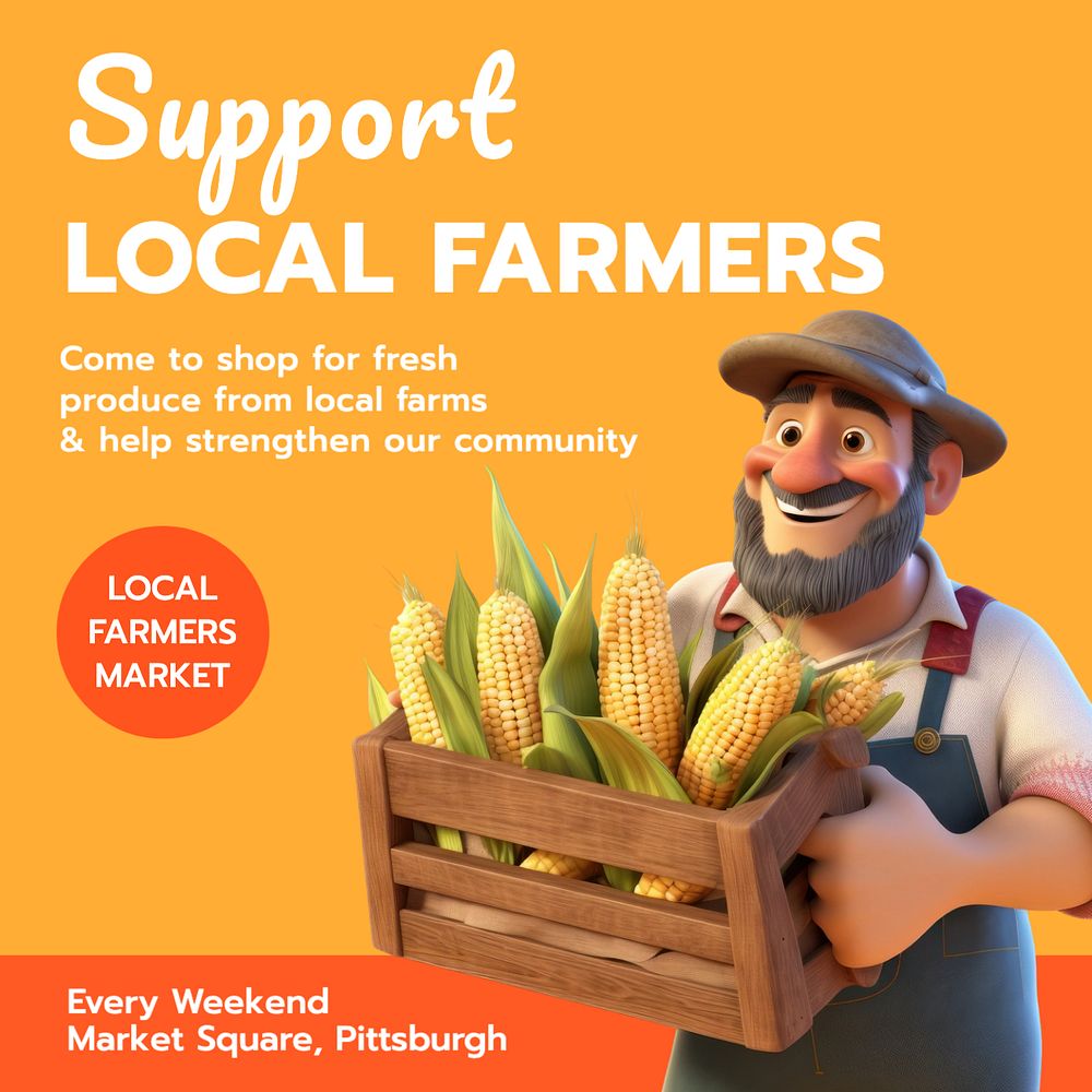 Support local farmers Instagram post template, editable text