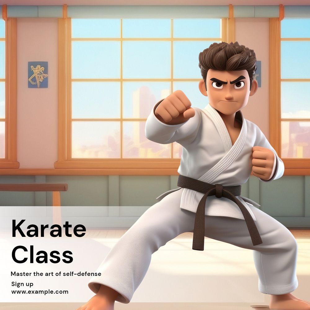 Karate class Instagram post template, editable text