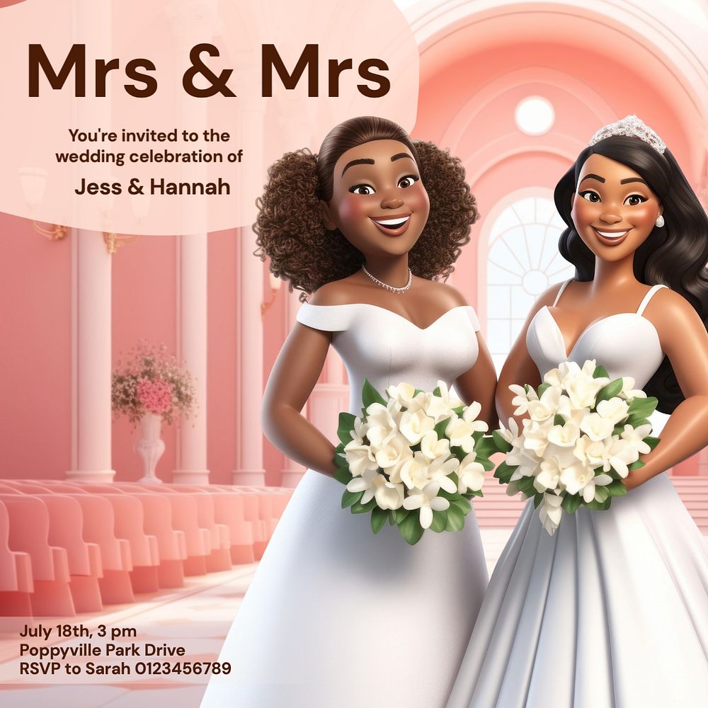 Mrs & Mrs Instagram post template, editable text