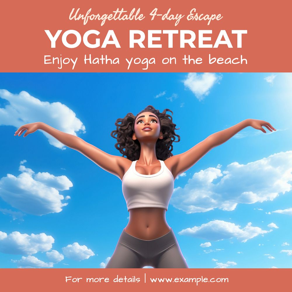 Yoga retreat Instagram post template, editable text