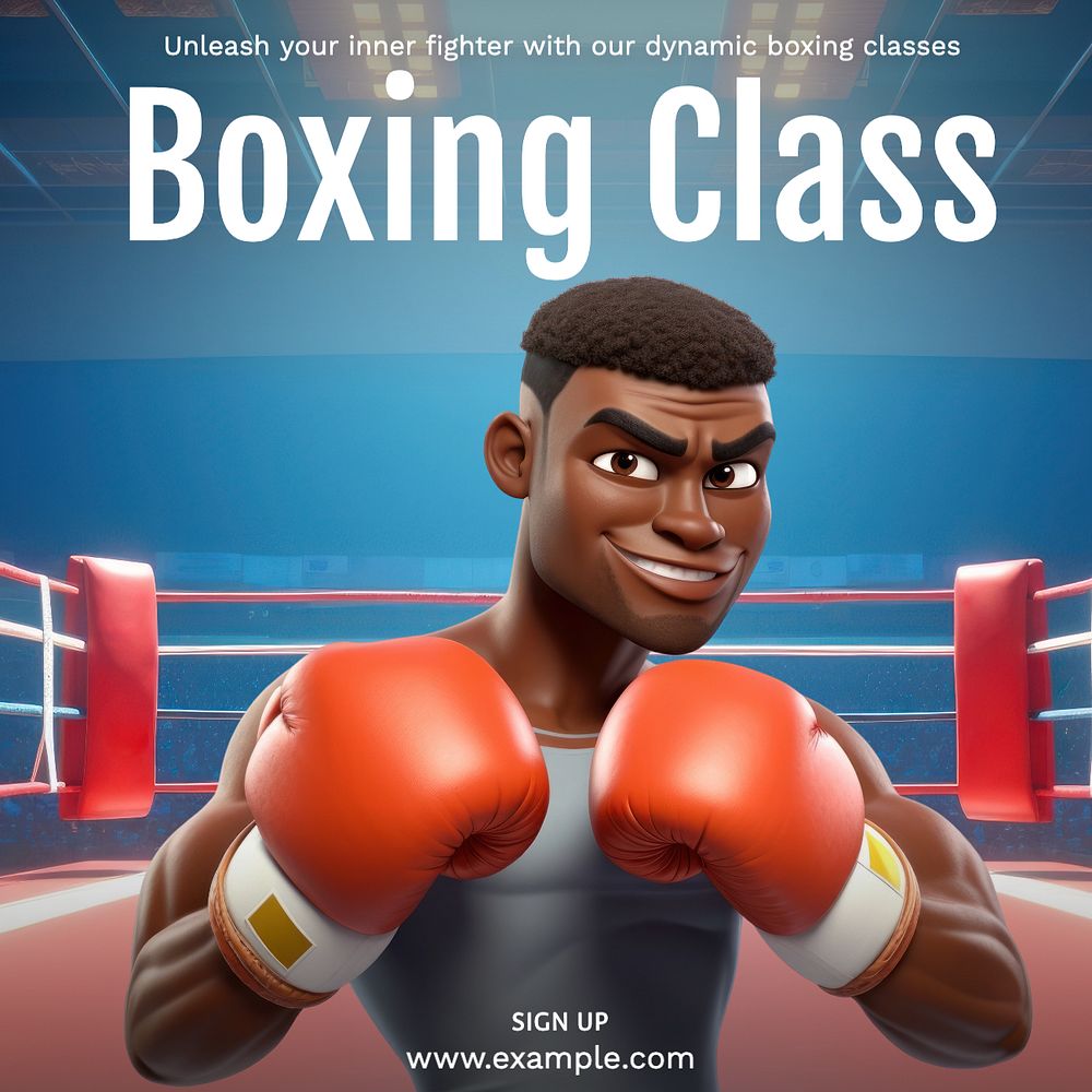 Boxing class Instagram post template, editable text