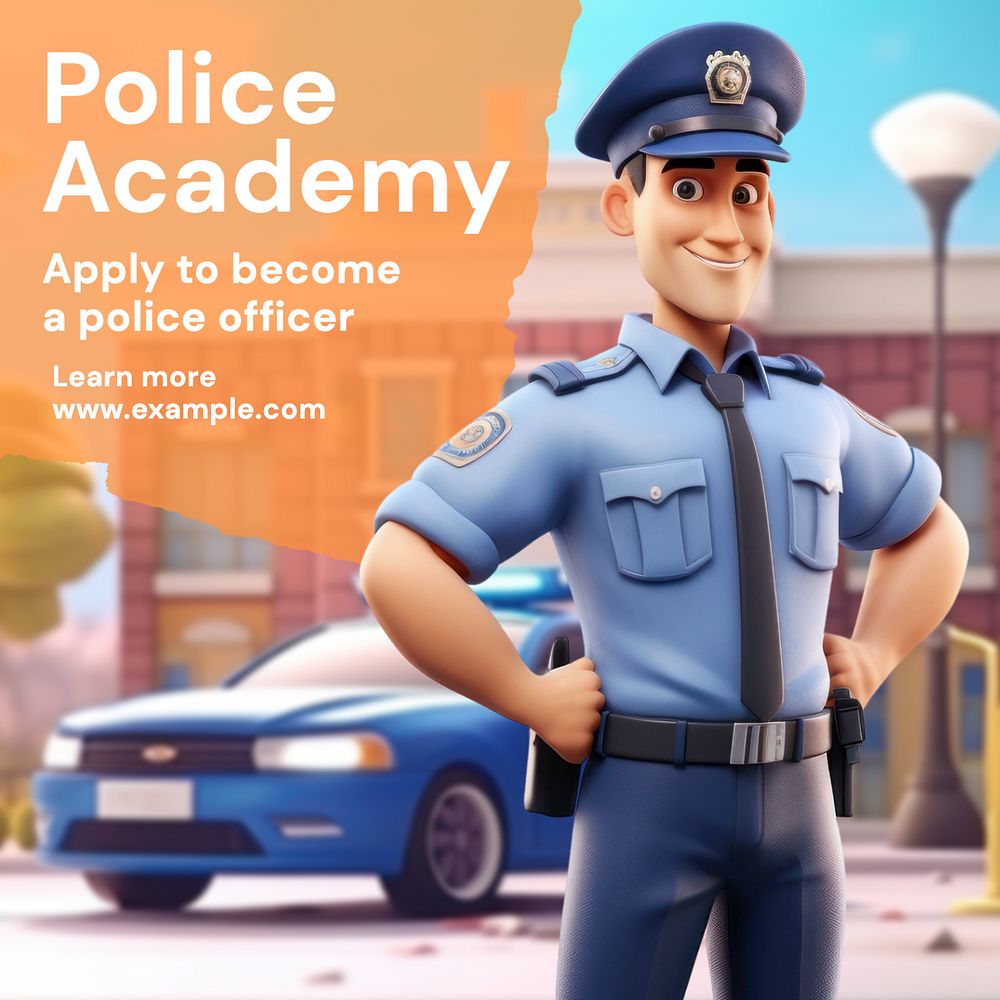 Police academy Instagram post template, editable text