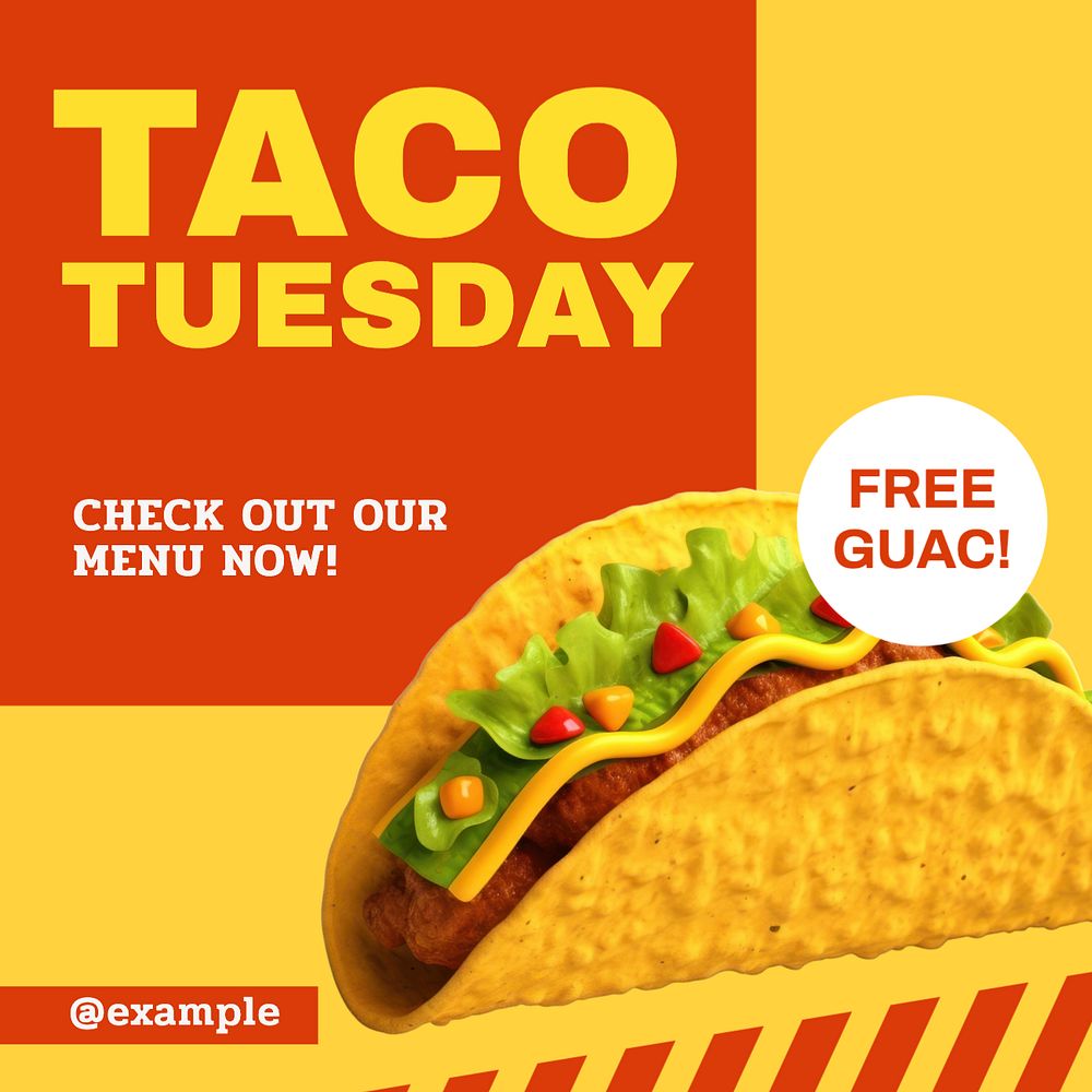 Taco Tuesday Instagram post template, editable text