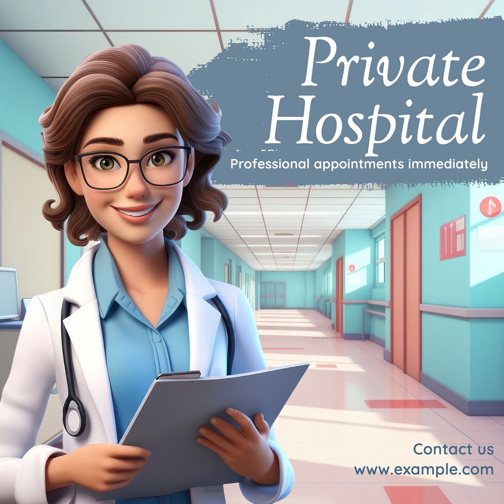 Private hospital Instagram post template, editable text