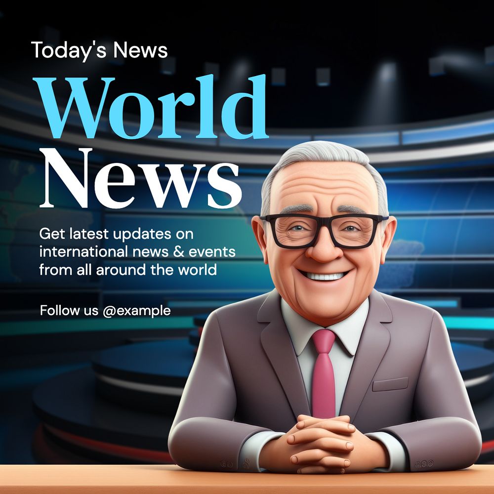 World news Instagram post template, editable text