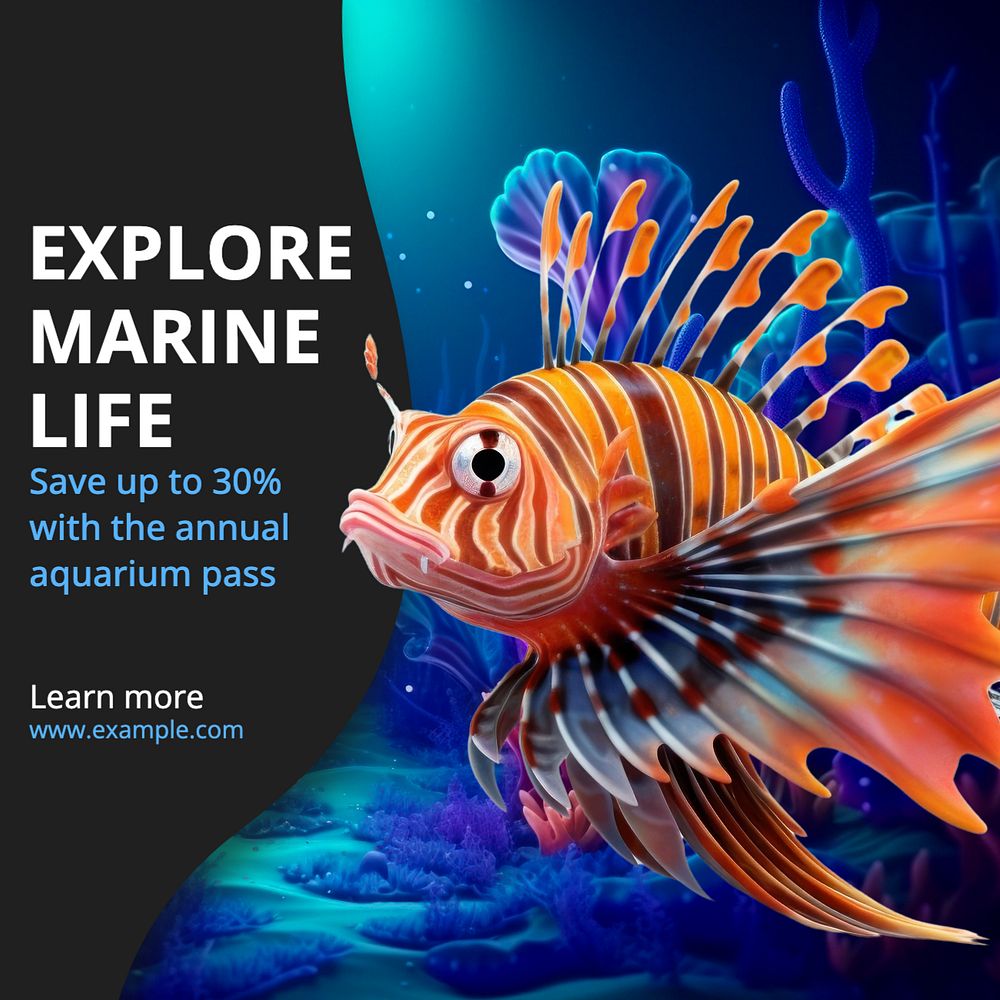 Explore marine life Instagram post template, editable text