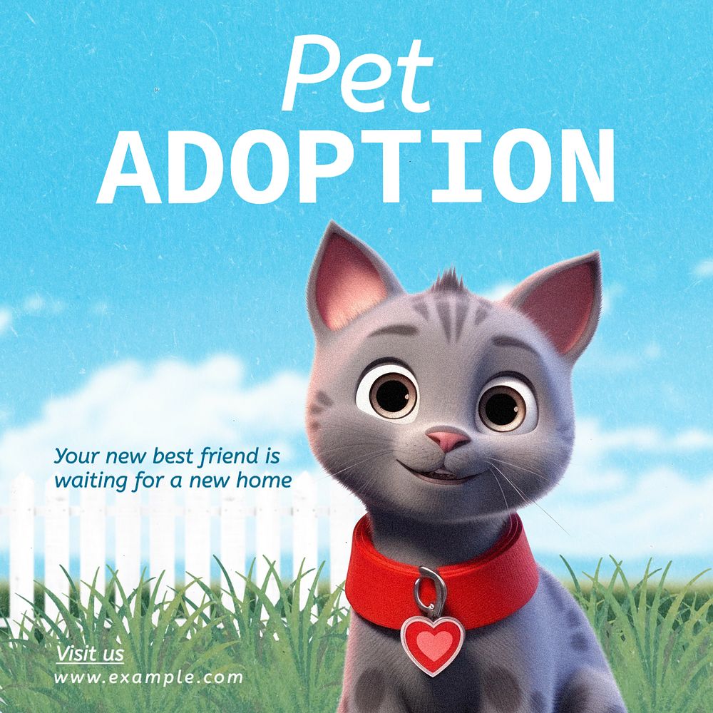 Pet adoption Instagram post template, editable text