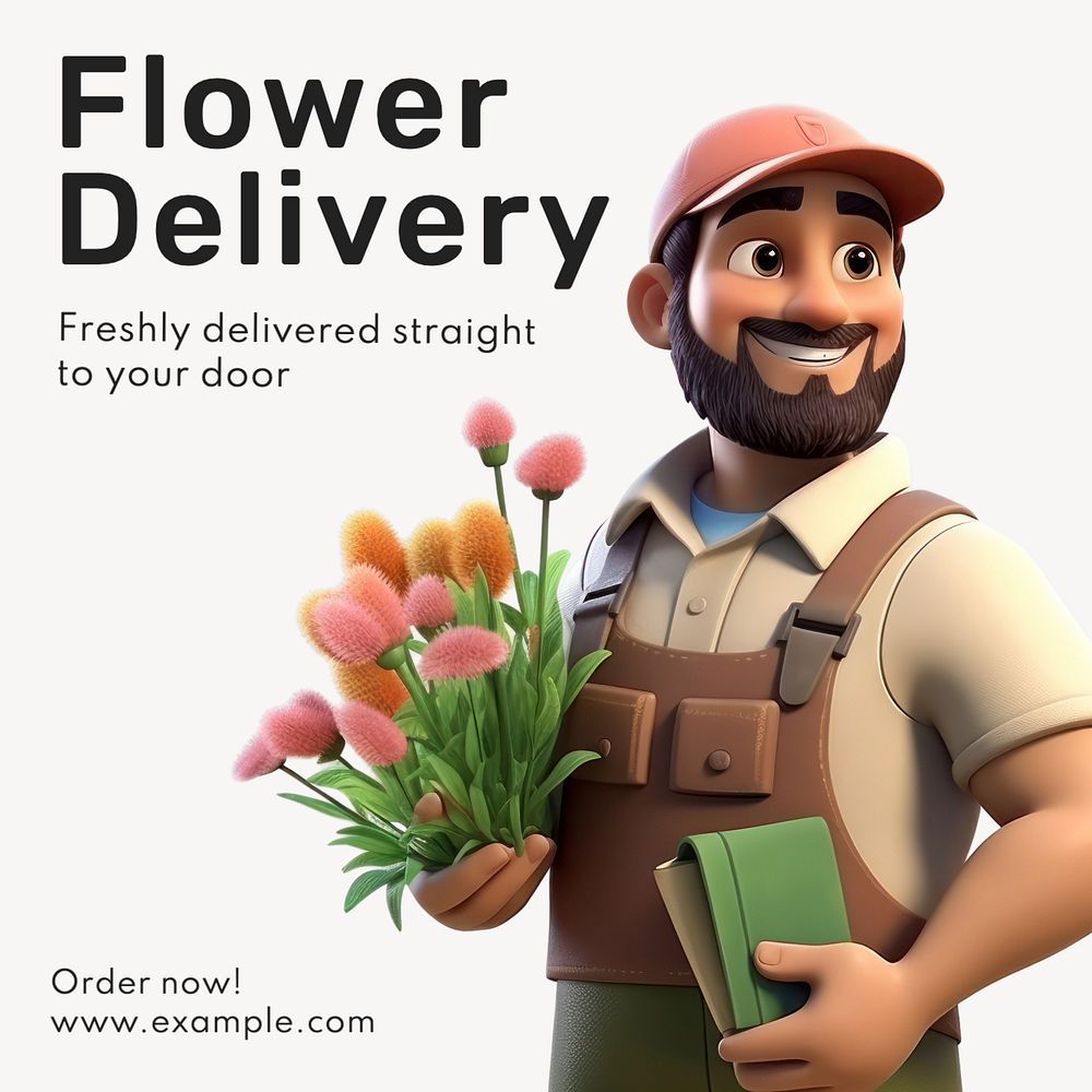 Flower delivery Instagram post template, editable text