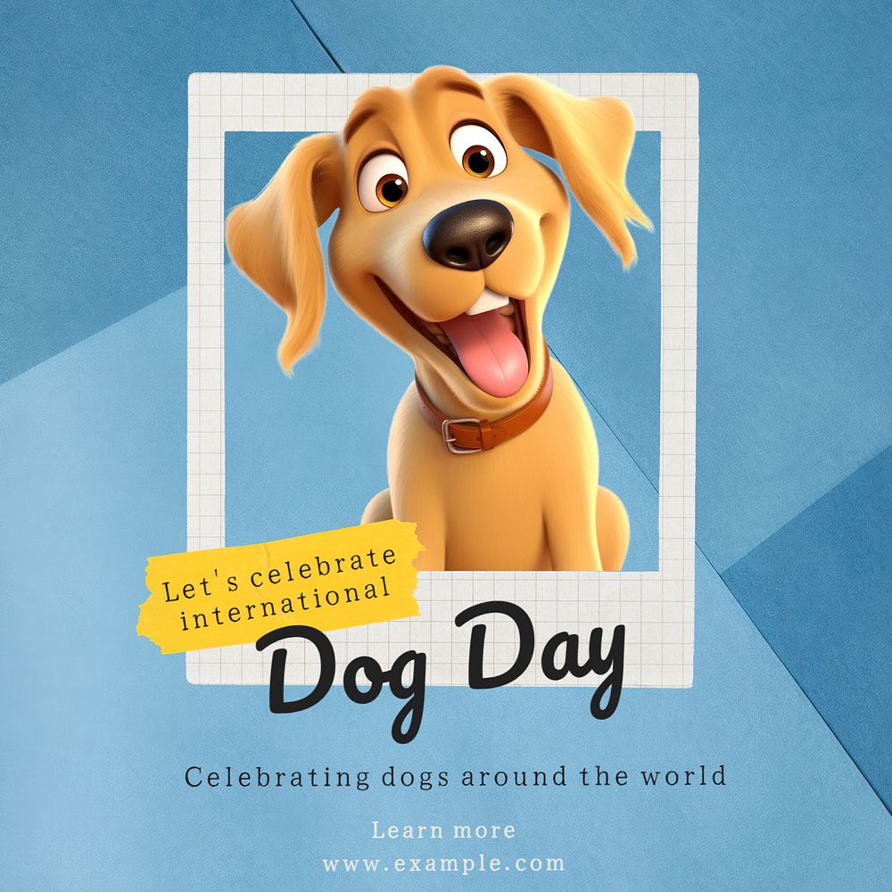 International dog day Instagram post template, editable text