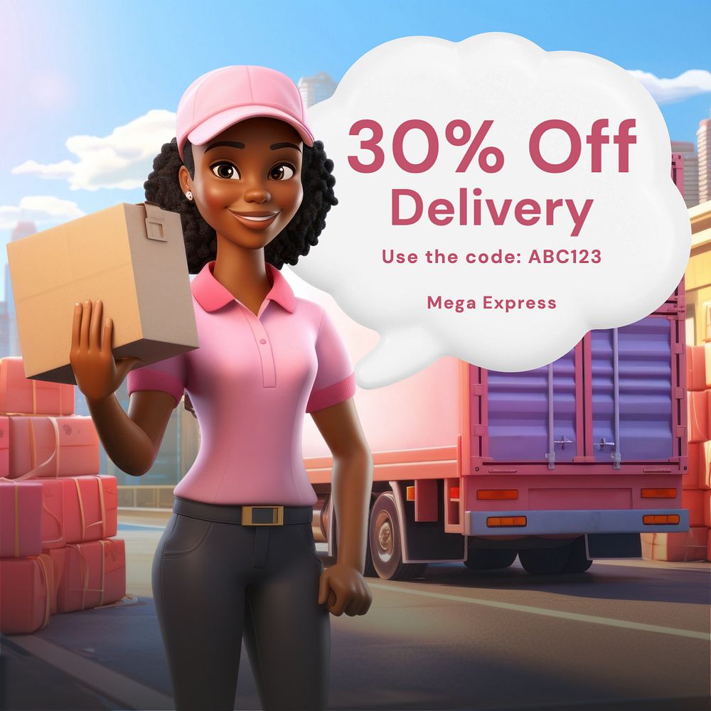 Delivery promotion Instagram post template, editable text