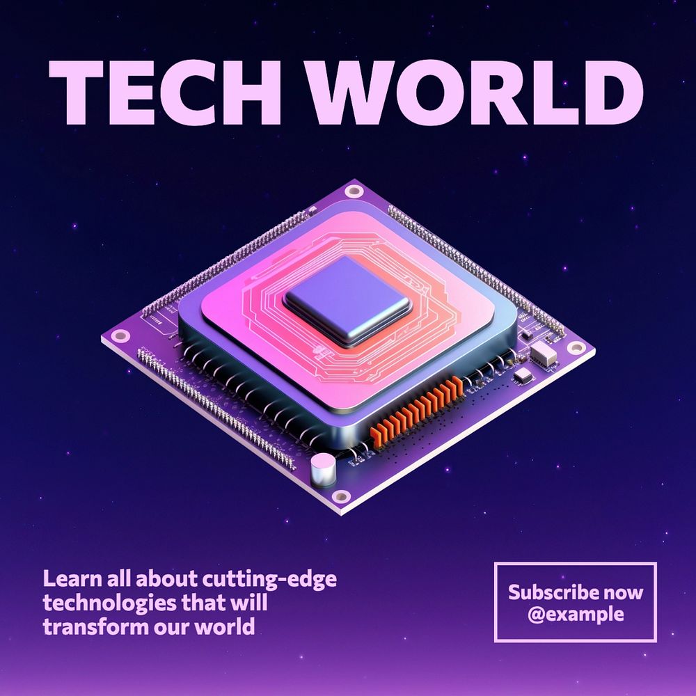 Tech world Instagram post template, editable text