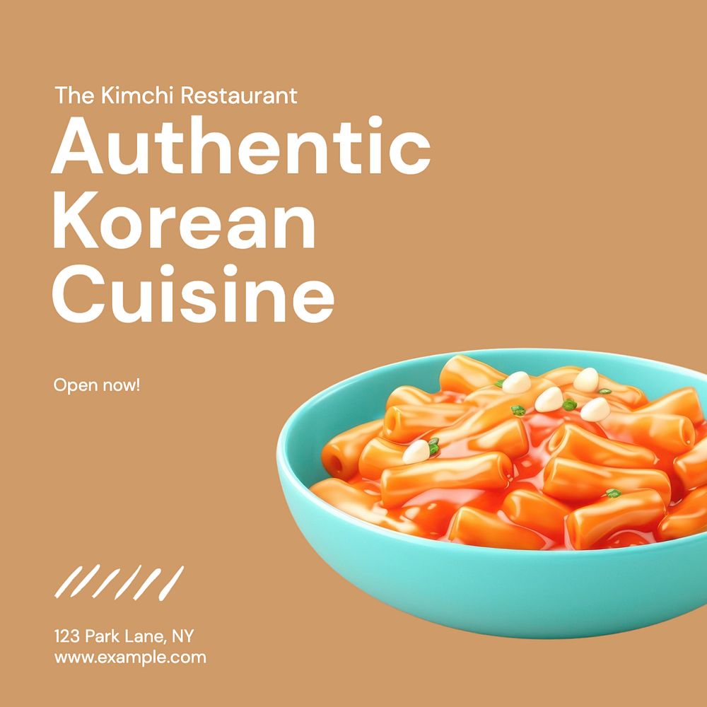 Korean cuisine Instagram post template, editable text