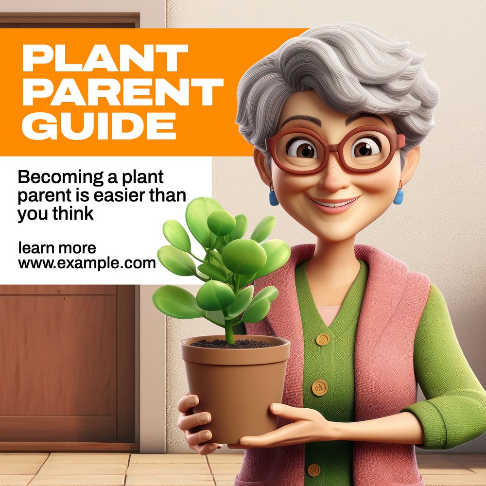 Plant parent guide Instagram post template, editable text