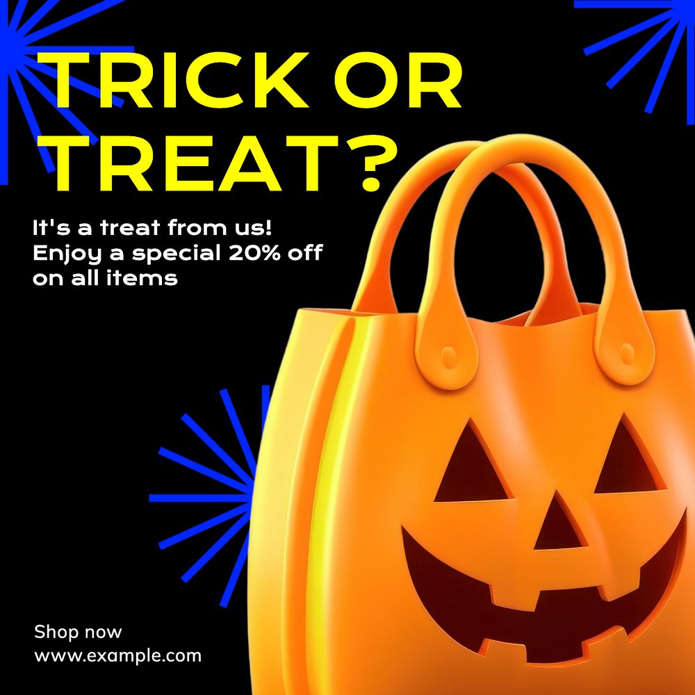 Trick or treat Instagram post template, editable text