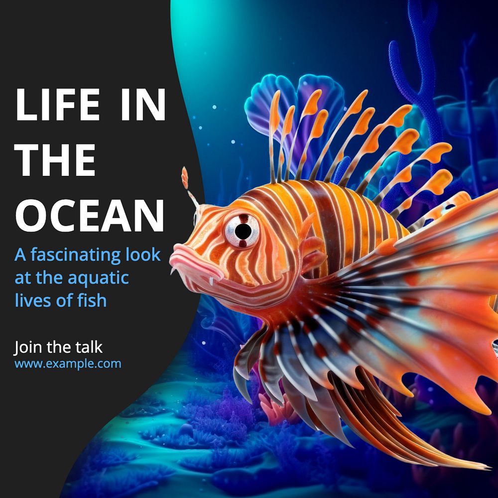 Ocean life Instagram post template, editable text