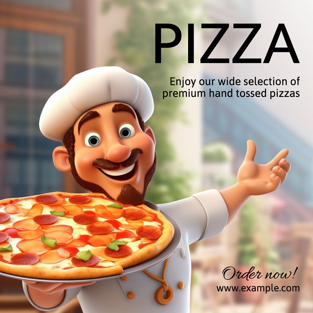 Pizza restaurant Instagram post template, editable text