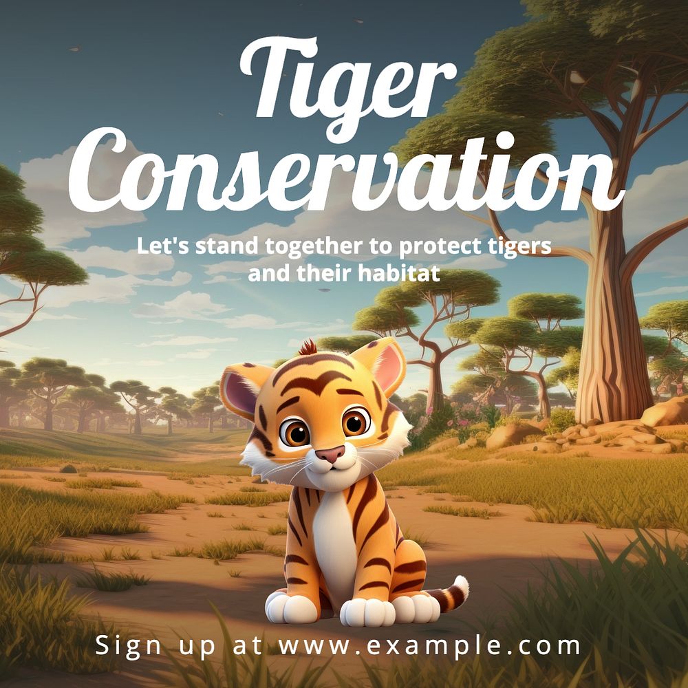 Tiger conservation Instagram post template, editable text