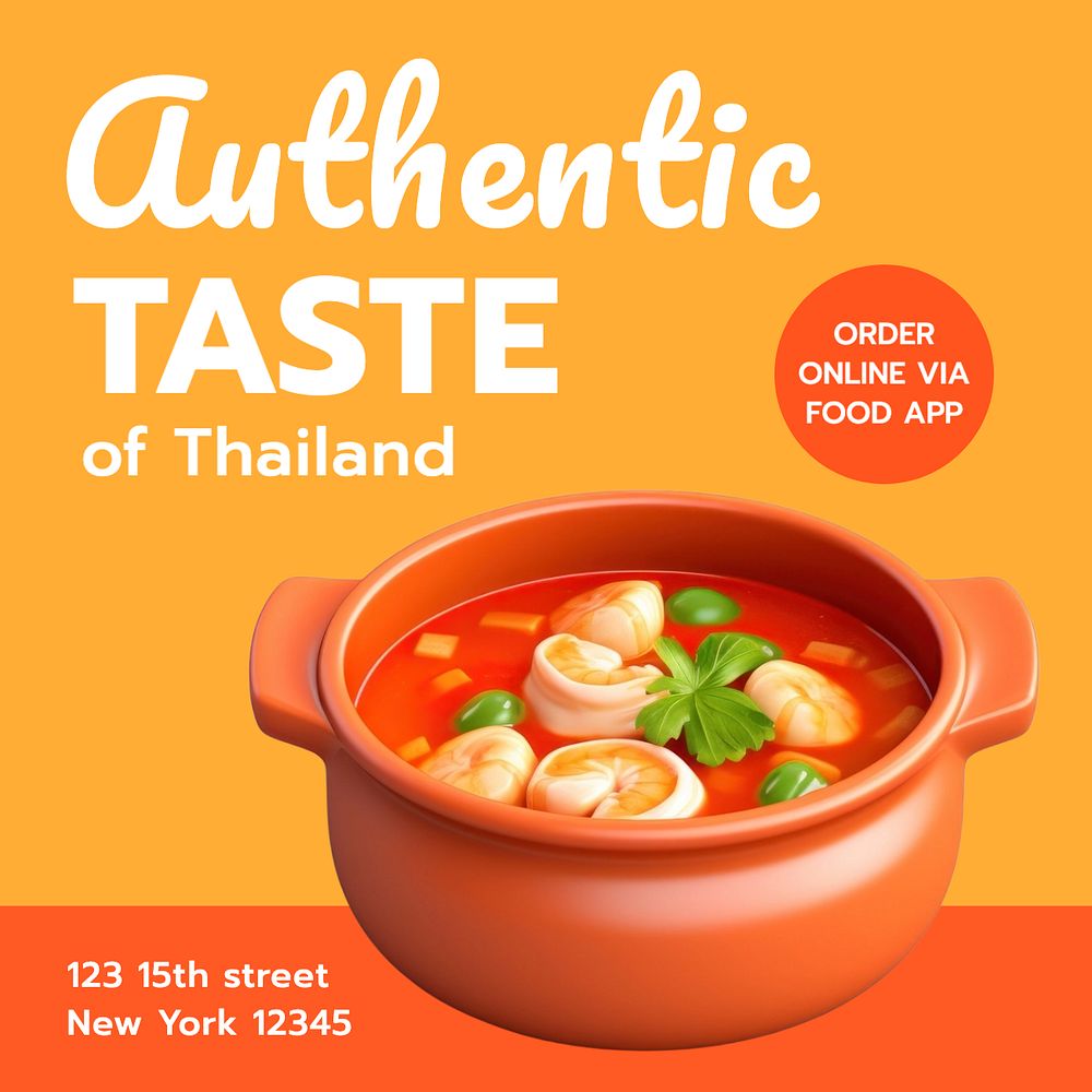 Authentic taste Instagram post template, editable text