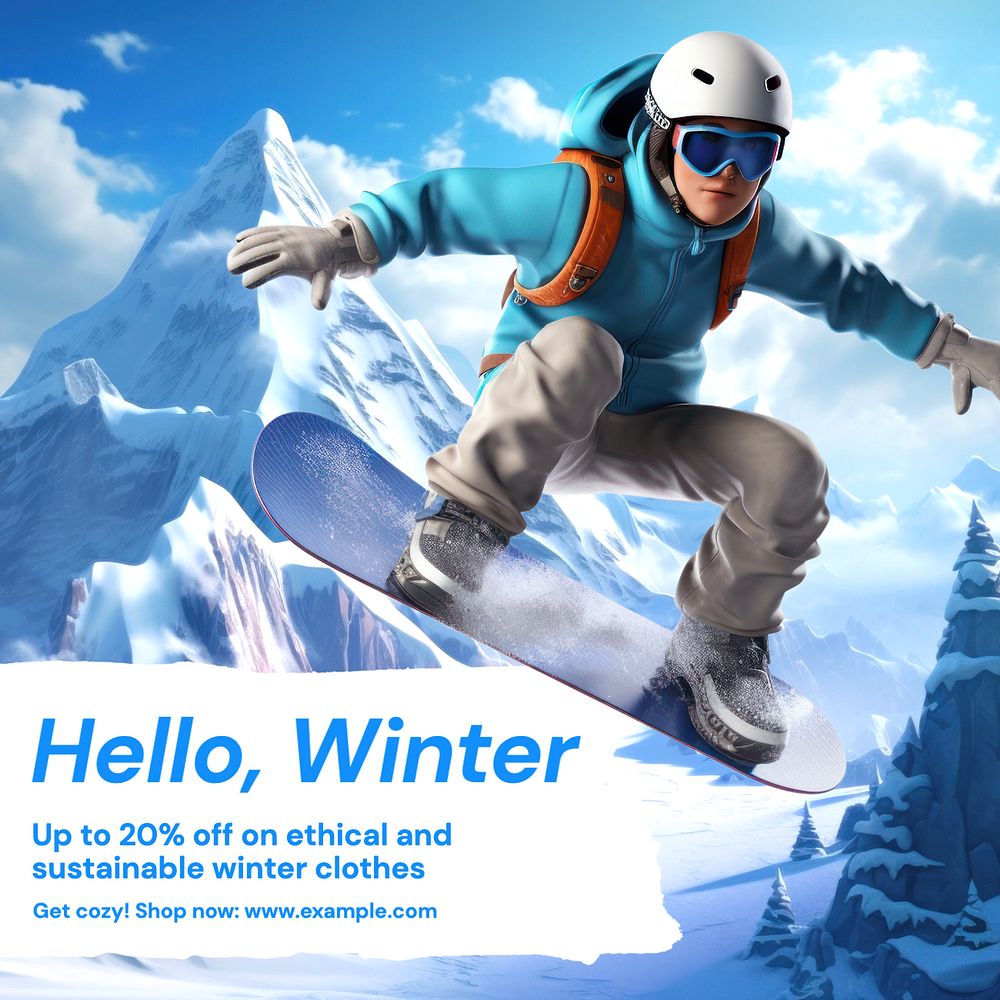 Winter sports Instagram post template, editable text