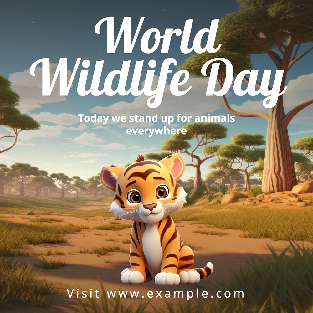 World wildlife day Instagram post template, editable text