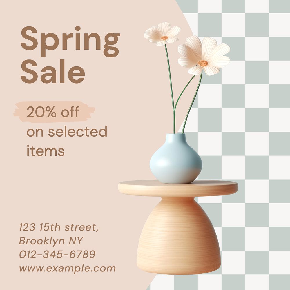 Spring sale Instagram post template, editable text