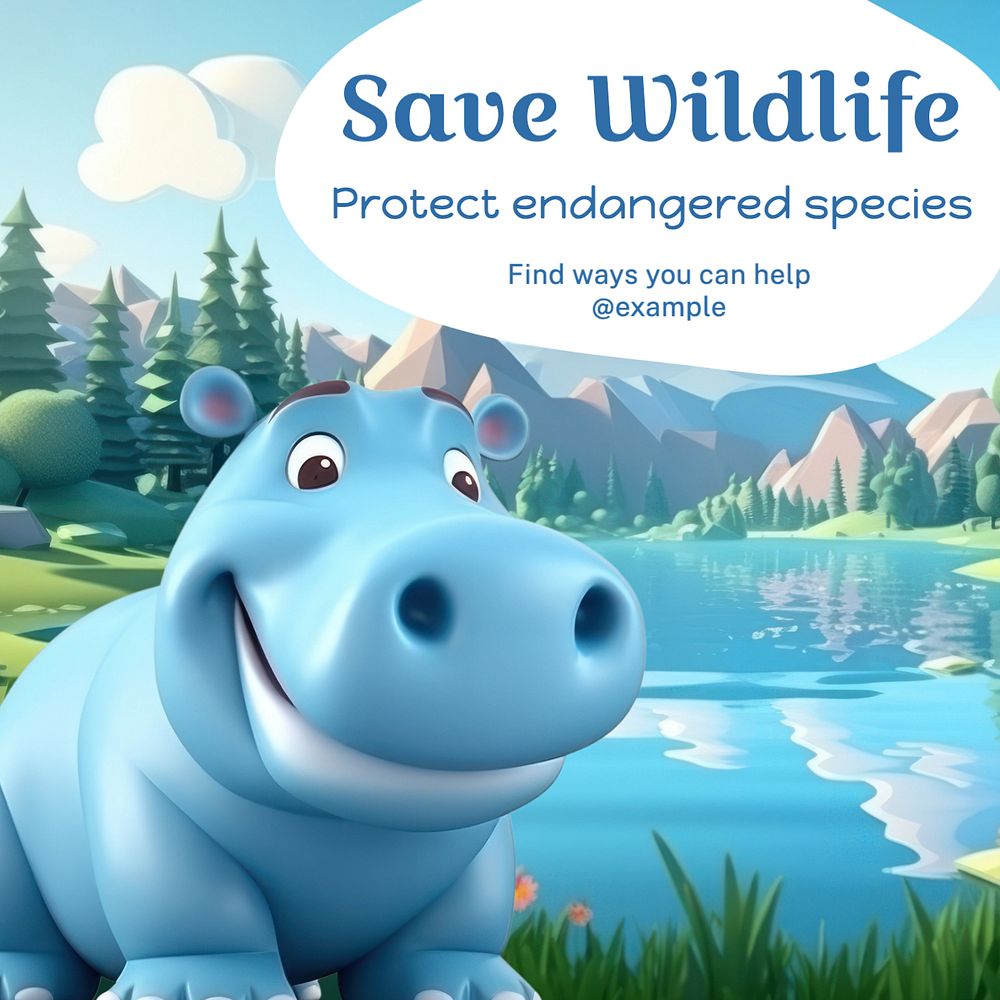 Save wildlife Instagram post template, editable text