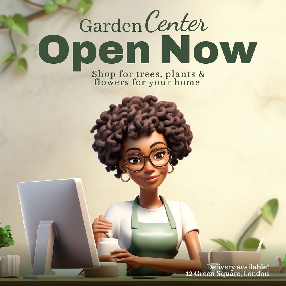 Garden center Instagram post template, editable text