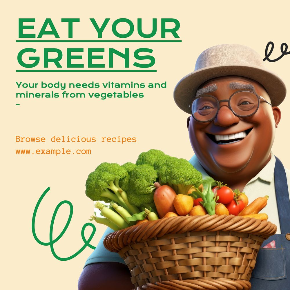 Eat your greens Instagram post template, editable text