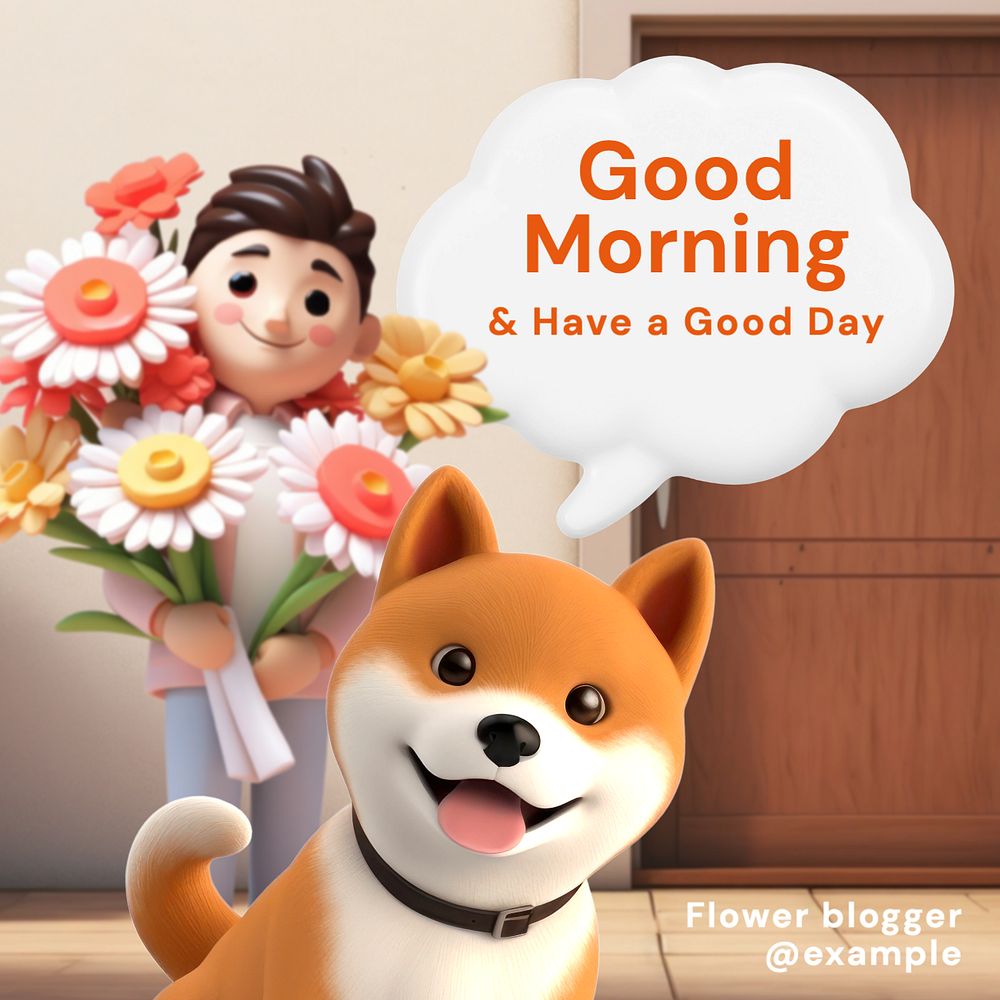 Good morning Instagram post template, editable text