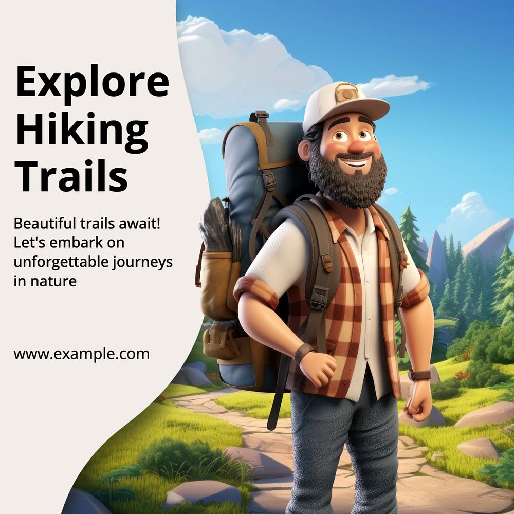 Hiking trails Instagram post template, editable text