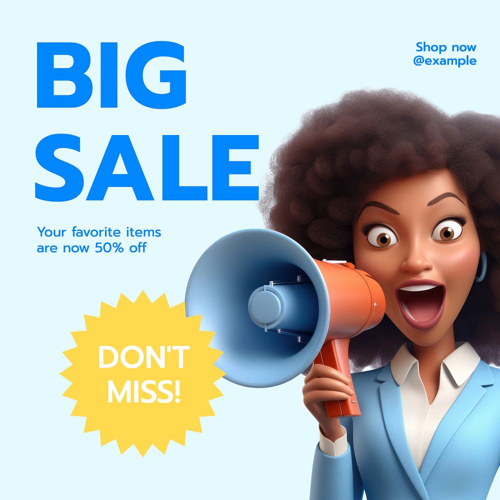 Big sale Instagram post template, editable text