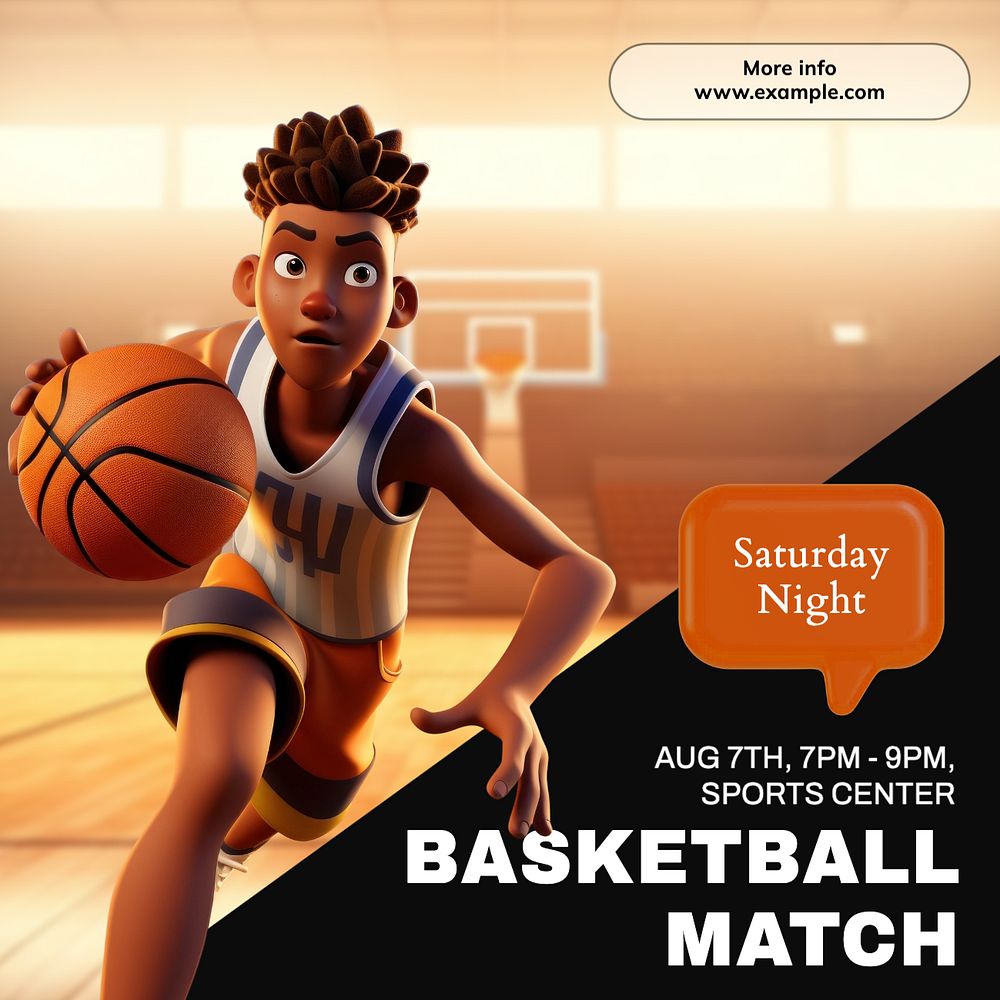 Basketball Match Instagram post template, editable text