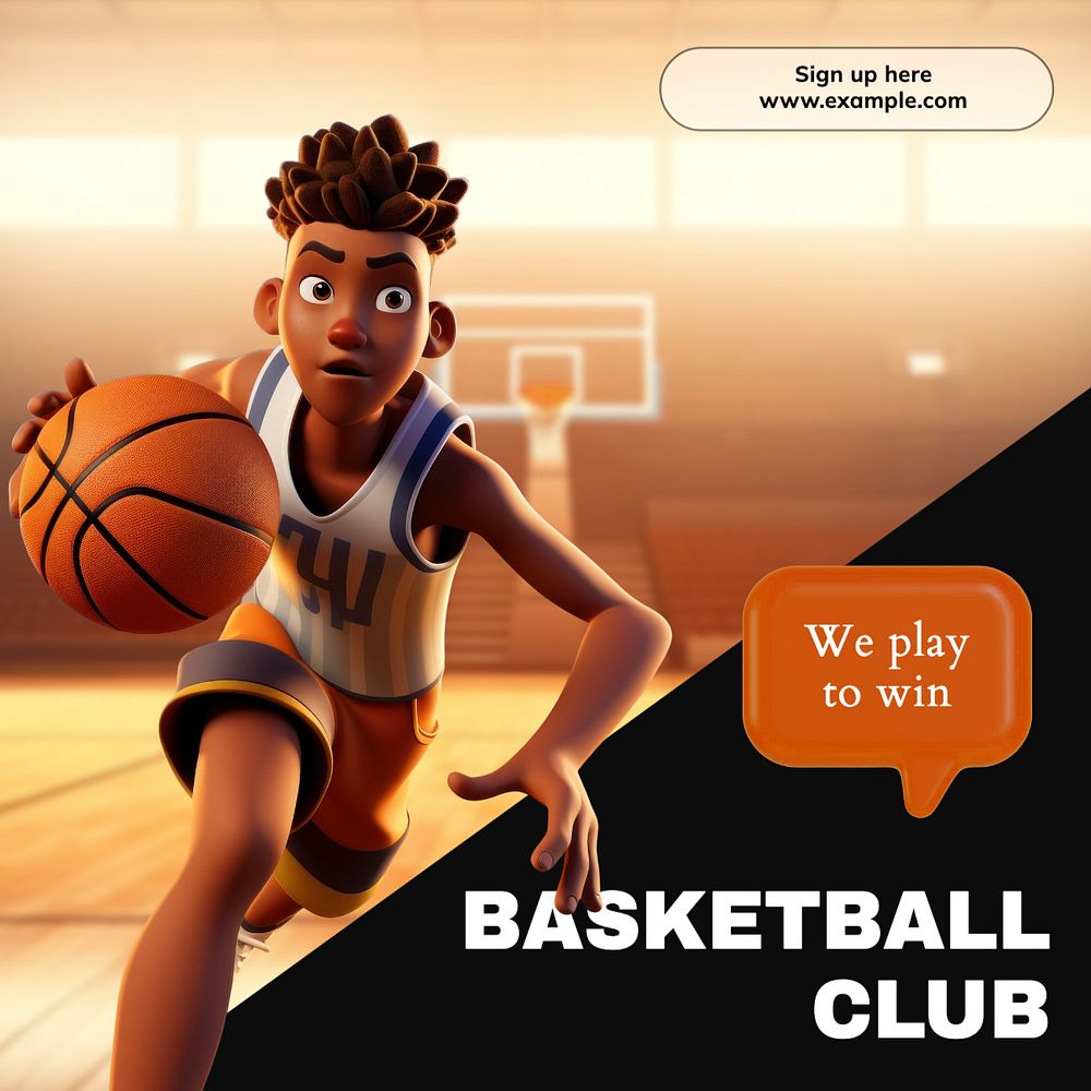 Basketball club Instagram post template, editable text