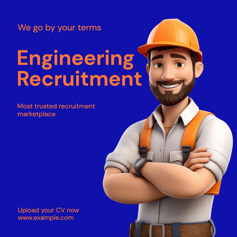 Engineering recruitment Instagram post template, editable text