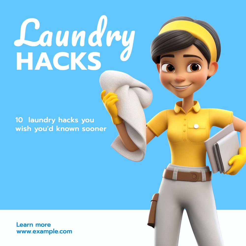 Laundry hacks Instagram post template, editable text