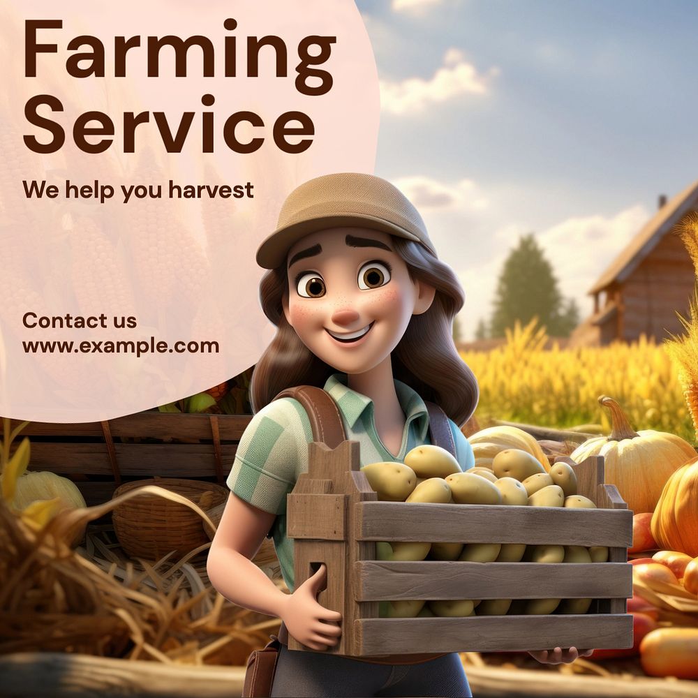 Farming service Instagram post template, editable text