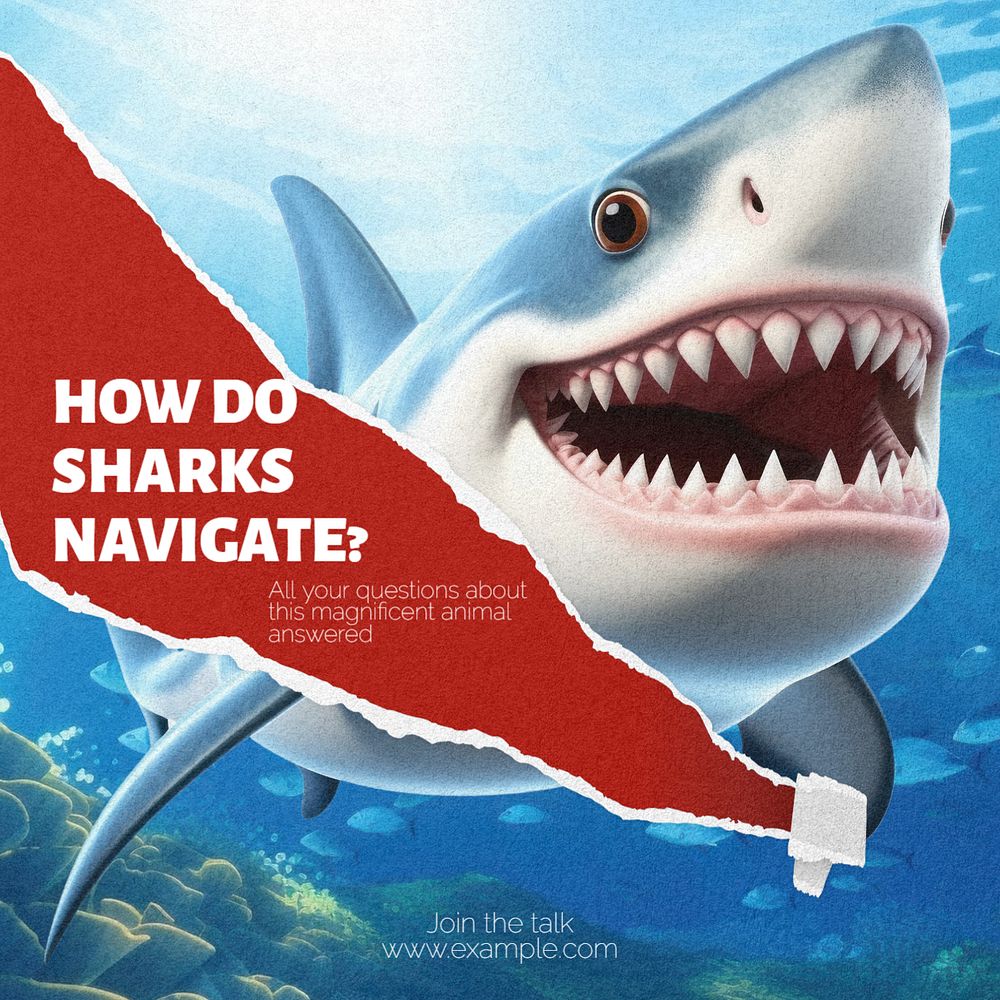 Questions about sharks Instagram post template, editable text