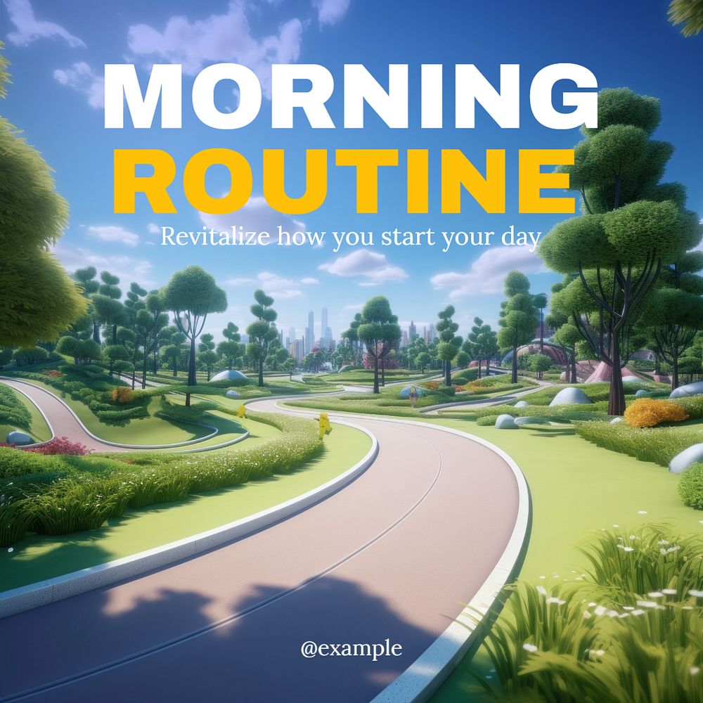 Morning routine Instagram post template, editable text