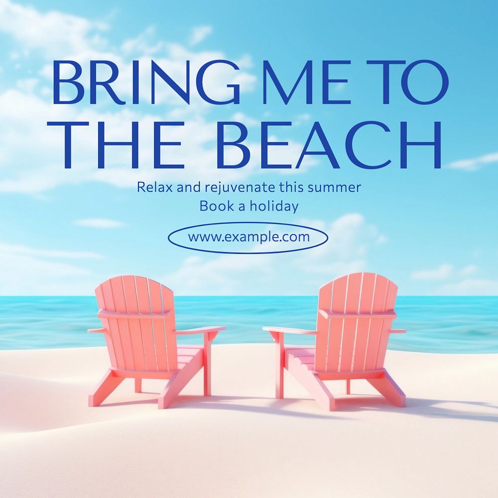 Beach travel Instagram post template, editable text