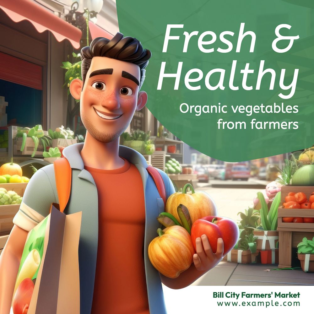 Fresh vegetable market Instagram post template, editable text