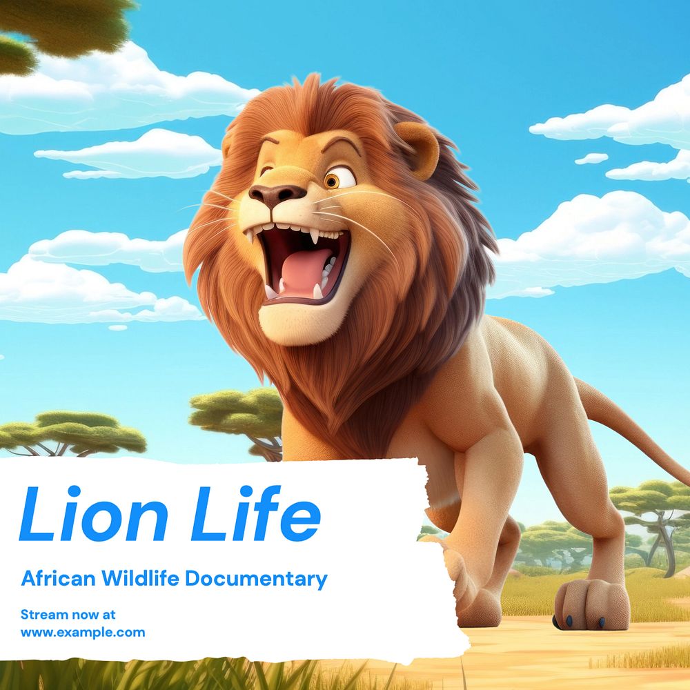 Lion life Instagram post template, editable text