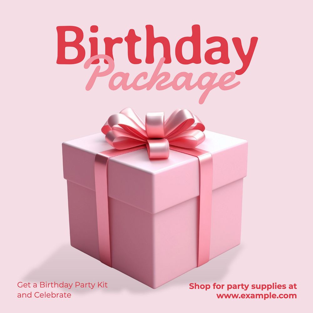 Birthday party supplies Instagram post template, editable text